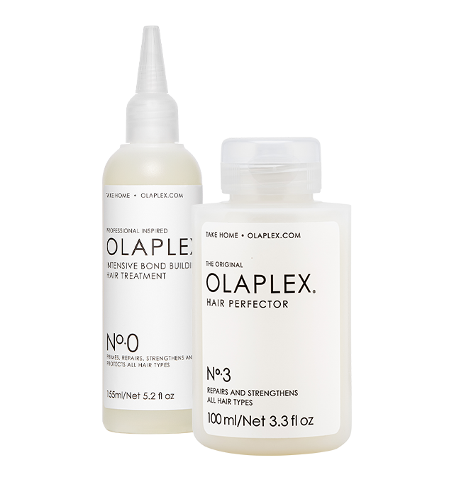 Olaplex mini set pro obnovu poškozených vlasů. Rychlá záchrana pro vaše vlasy - intenzivní péče. Kombinace dvou nejintenzivnějších produktů Olaplex No.0 a No.3, vlasová kosmetika pro suché, barvené, lámavé a slabé vlasy. Veganské, bez parabenů, sulfátů a silikonů.